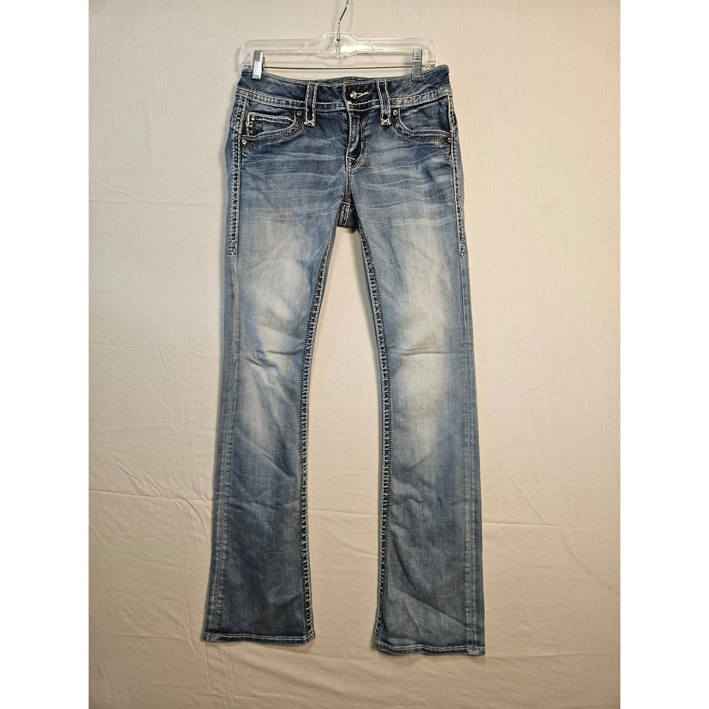Rock Revival Adele Bootcut Jeans RJ8178B36 Blue Denim Womens 28 Low Rise 34 Ins